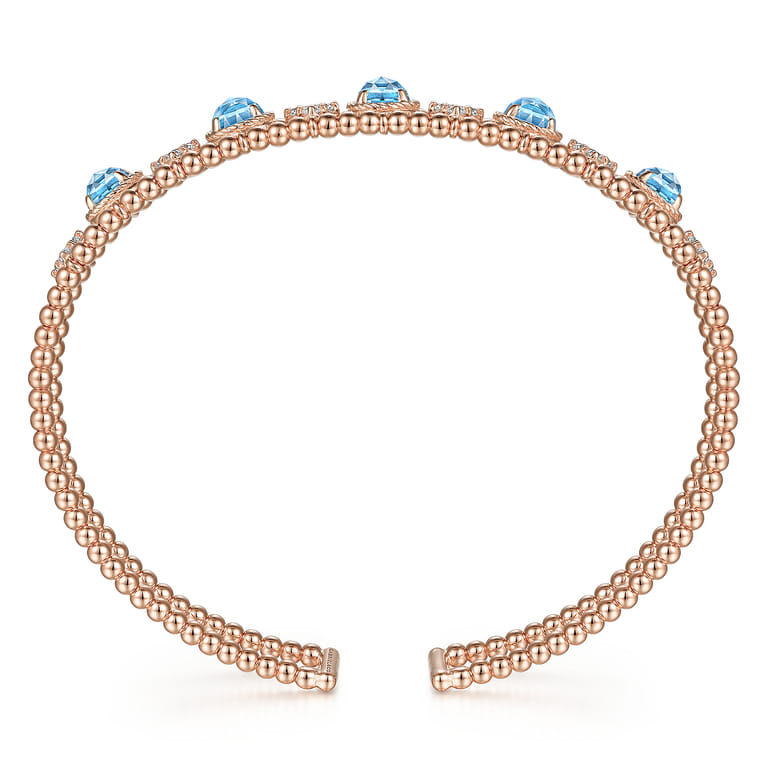 14K Rose Gold Diamond with Blue Topz Bangle - Shot 3