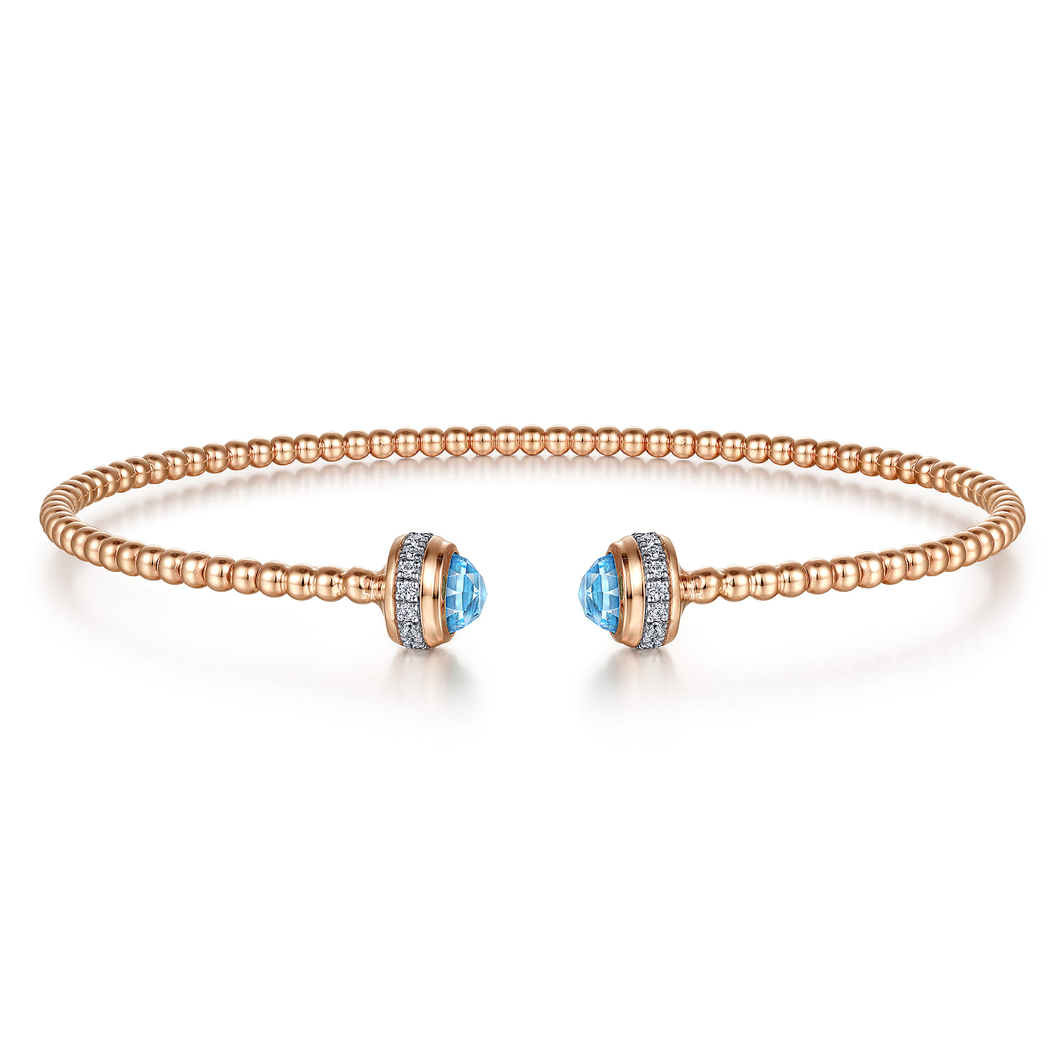14K Rose Gold Diamond with Blue Topz Bangle - Shot 1