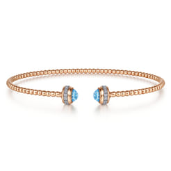 14K Rose Gold Diamond with Blue Topz Bangle