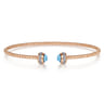 14K Rose Gold Diamond with Blue Topz Bangle