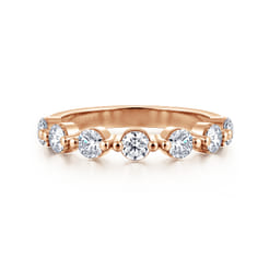 14K Rose Gold Double Prong Diamond Anniversary Band