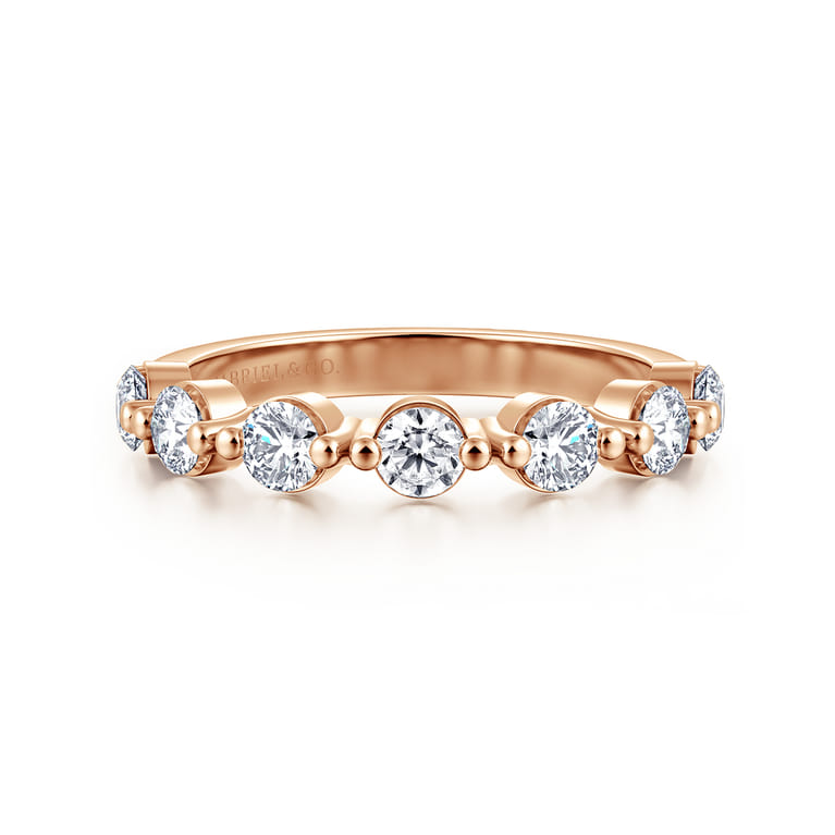 Straight Wedding Ring in 14k Rose Gold with Round Natural Diamond at Gabriel & Co. - Shot 1