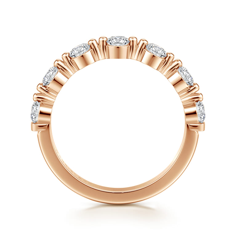 Straight Wedding Ring in 14k Rose Gold with Round Natural Diamond at Gabriel & Co. - Shot 2