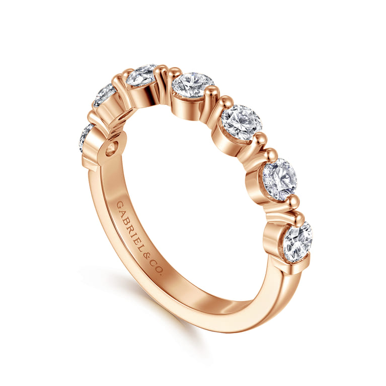 Straight Wedding Ring in 14k Rose Gold with Round Natural Diamond at Gabriel & Co. - Shot 3