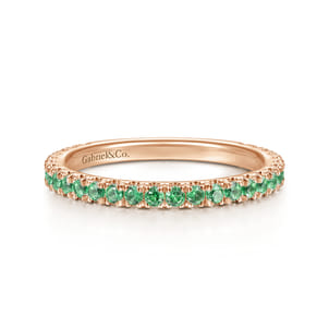 14K Rose Gold Emerald Stackable Ring
