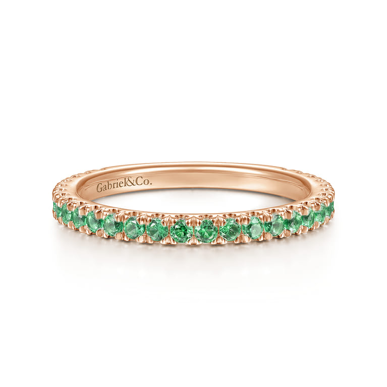 14K Rose Gold Emerald Stackable Ring - Shot 1