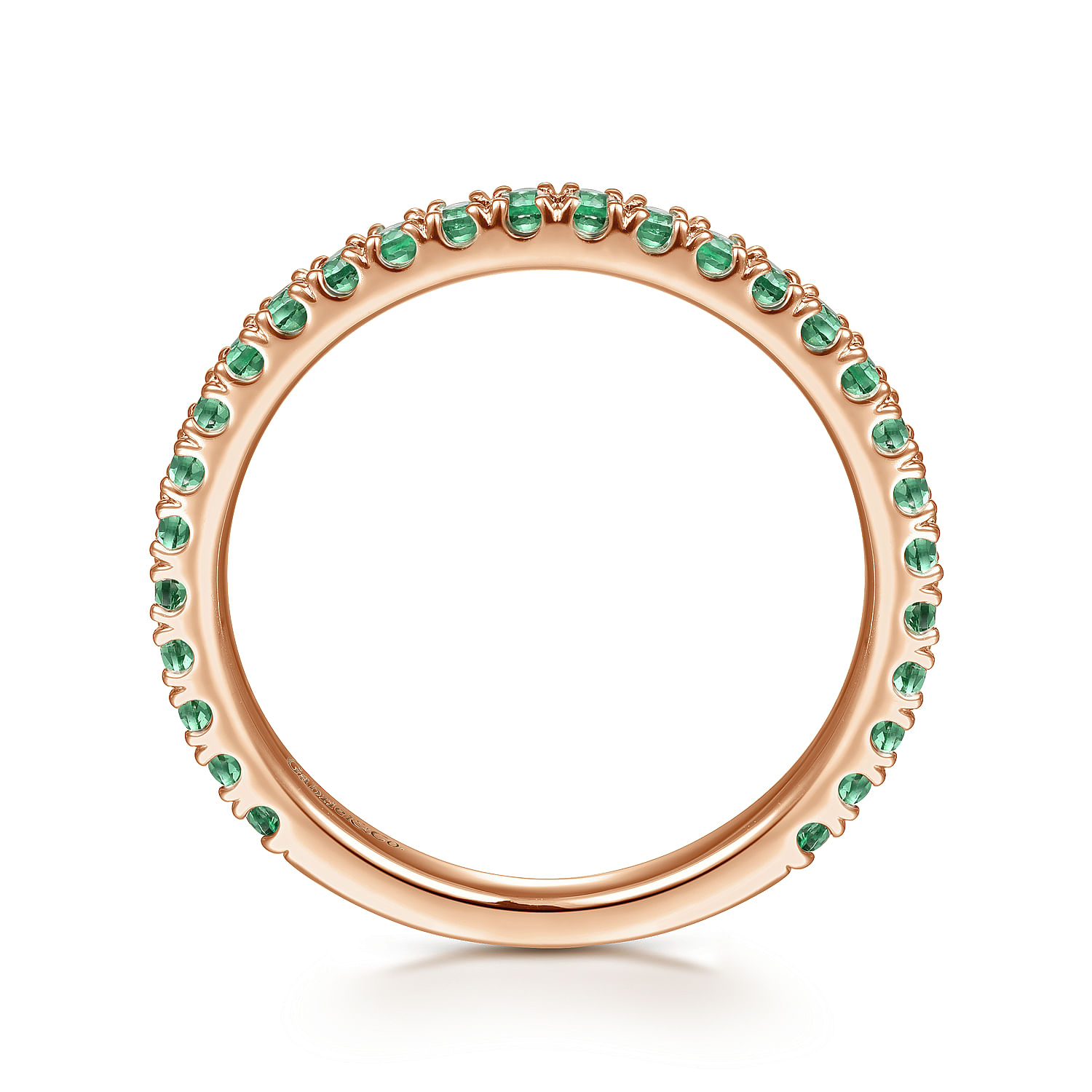 14K Rose Gold Emerald Stackable Ring - Shot 2