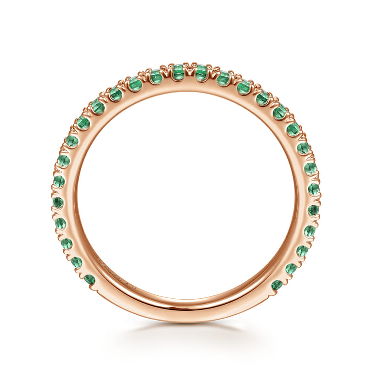 14K Rose Gold Emerald Stackable Ring - Shot 2