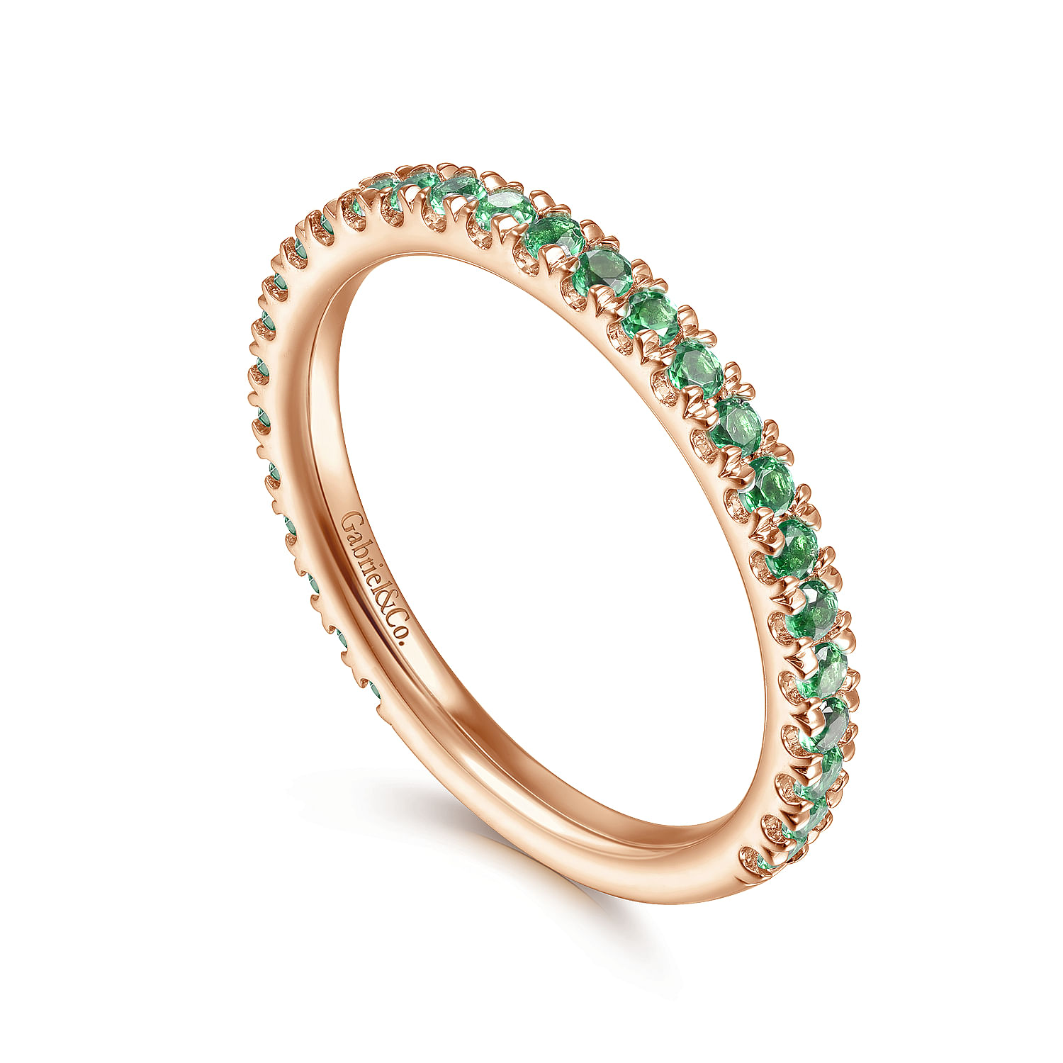 14K Rose Gold Emerald Stackable Ring - Shot 3