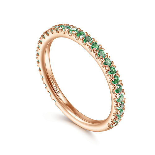 14K Rose Gold Emerald Stackable Ring - Shot 3