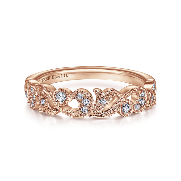 Fancy Wedding Ring in 14k Rose Gold with Round Natural Diamond at Gabriel & Co. - Shot 1