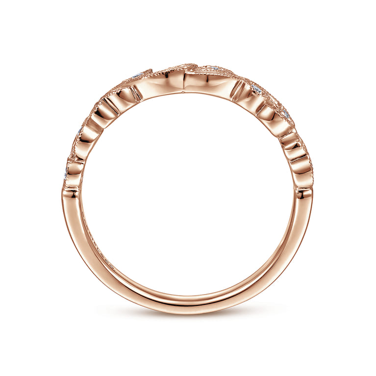 Fancy Wedding Ring in 14k Rose Gold with Round Natural Diamond at Gabriel & Co. - Shot 2