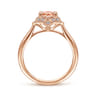14K Rose Gold Floral Diamond Halo Round Morganite Ring - 0.09 ct