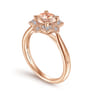 14K Rose Gold Floral Diamond Halo Round Morganite Ring - 0.09 ct