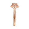 14K Rose Gold Floral Diamond Halo Round Morganite Ring - 0.09 ct