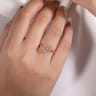 14K Rose Gold Floral Diamond Halo Round Morganite Ring - 0.09 ct