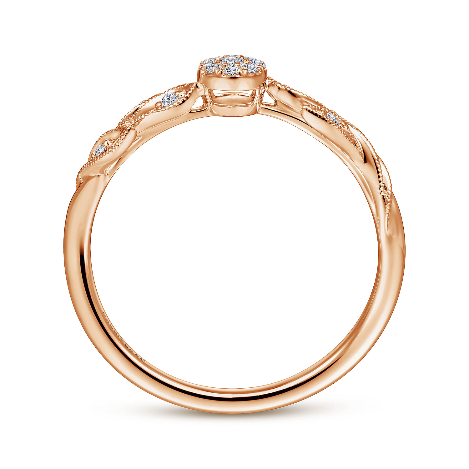 14K Rose Gold Floral Diamond Stackable Ring