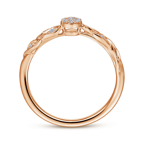 14K Rose Gold Floral Diamond Stackable Ring - 0.1 ct - Shot 2