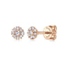 14K Rose Gold Floral Round Diamond Stud Earrings - 0.11 ct