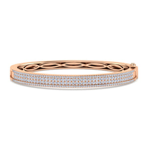 14K Rose Gold Four Row Diamond Bangle