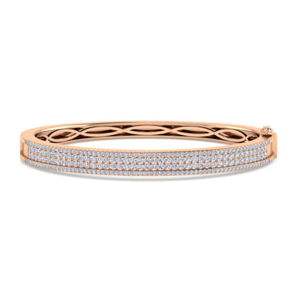 14K Rose Gold Four Row Diamond Bangle
