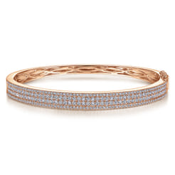 14K Rose Gold Four Row Diamond Bangle