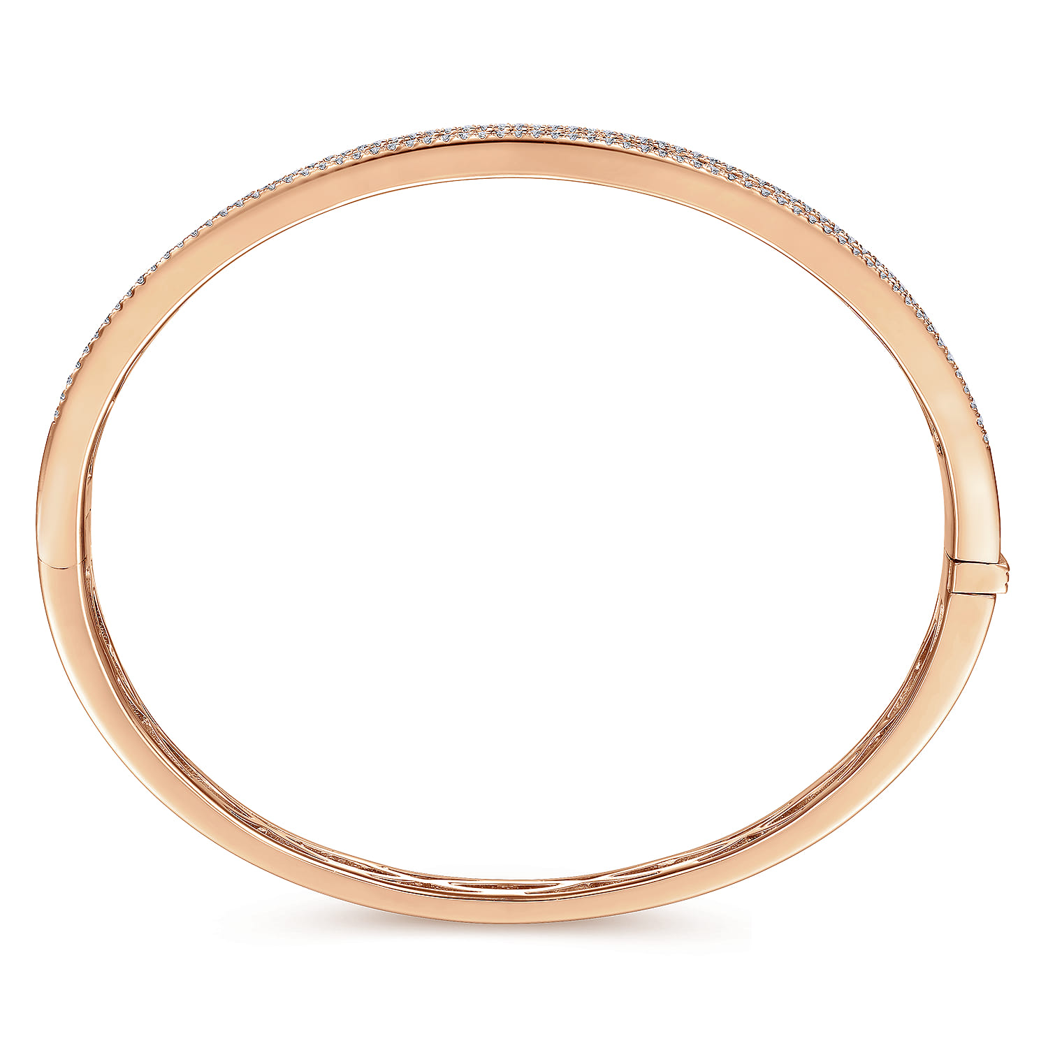14K Rose Gold Four Row Diamond Bangle - 2 ct - Shot 3