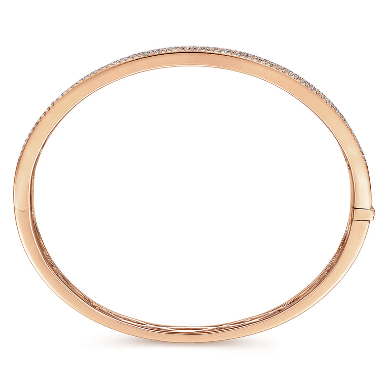 14K Rose Gold Four Row Diamond Bangle - 2 ct - Shot 3