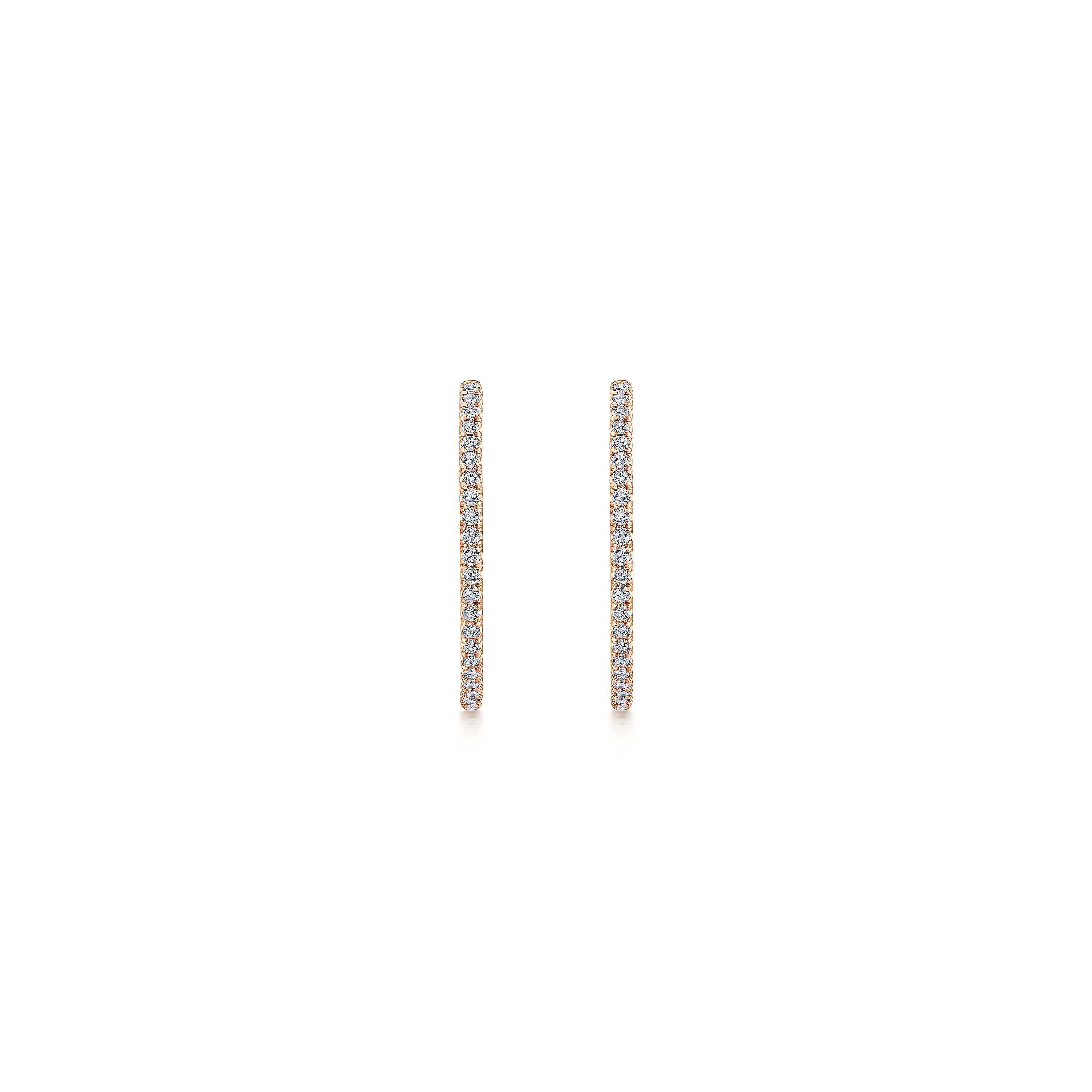 14K Rose Gold French Pave 20mm Round Inside Out Diamond Hoop Earrings - 0.5 ct - Shot 3