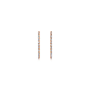 14K Rose Gold French Pave 20mm Round Inside Out Diamond Hoop Earrings