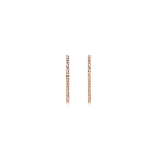 14K Rose Gold French Pave 20mm Round Inside Out Diamond Hoop Earrings - 0.5 ct - Shot 3