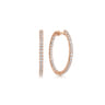14K Rose Gold French Pave 20mm Round Inside Out Diamond Hoop Earrings - 0.75 ct