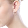 14K Rose Gold French Pave 20mm Round Inside Out Diamond Hoop Earrings - 0.75 ct