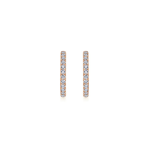 14K Rose Gold French Pave 20mm Round Inside Out Diamond Hoop Earrings - 1.95 ct - Shot 3