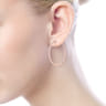 14K Rose Gold French Pave 30mm Round Inside Out Diamond Hoop Earrings - 0.75 ct