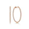 14K Rose Gold French Pave 30mm Round Inside Out Diamond Hoop Earrings - 1 ct