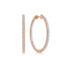 14K Rose Gold French Pave 30mm Round Inside Out Diamond Hoop Earrings - 1.45 ct