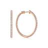 14K Rose Gold French Pave 30mm Round Inside Out Diamond Hoop Earrings - 1.9 ct