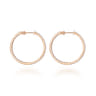 14K Rose Gold French Pave 30mm Round Inside Out Diamond Hoop Earrings - 1.9 ct