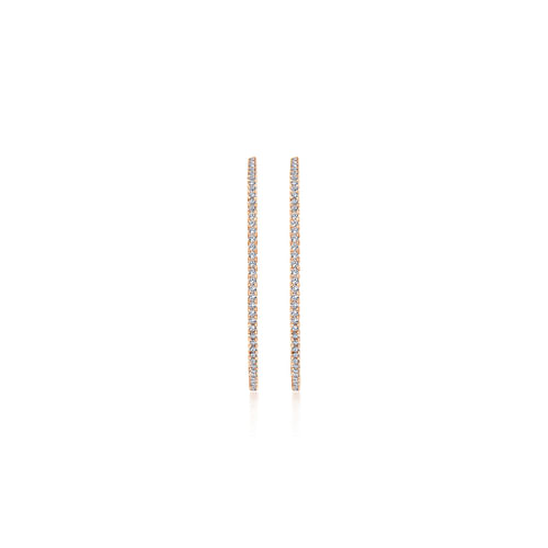 14K Rose Gold French Pave 40mm Round Inside Out Diamond Hoop Earrings - 1.5 ct - Shot 3