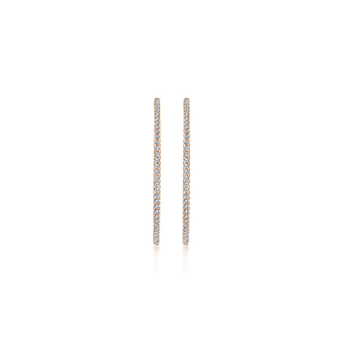14K Rose Gold French Pave 40mm Round Inside Out Diamond Hoop Earrings - 1.9 ct - Shot 3