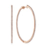 14K Rose Gold French Pave 50mm Round Inside Out Diamond Hoop Earrings - 1.9 ct