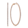14K Rose Gold French Pave 50mm Round Inside Out Diamond Hoop Earrings - 2.4 ct