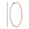 14K Rose Gold French Pave 60mm Round Inside Out Diamond Classic Hoop Earrings - 1.5 ct