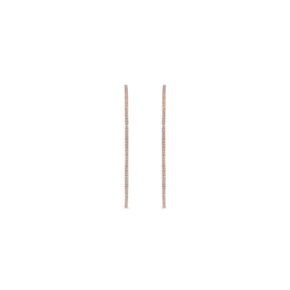 14K Rose Gold French Pave 60mm Round Inside Out Diamond Classic Hoop Earrings