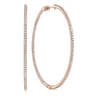 14K Rose Gold French Pave 60mm Round Inside Out Diamond Classic Hoop Earrings - 2.9 ct