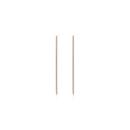14K Rose Gold French Pave 70mm Round Inside Out Diamond Classic Hoop Earrings