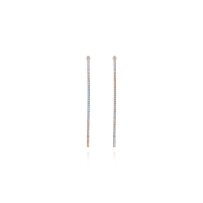 14K Rose Gold French Pave 70mm Round Inside Out Diamond Classic Hoop Earrings