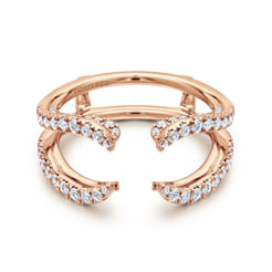 14K Rose Gold  French Pavé Set Diamond Ring Enhancer