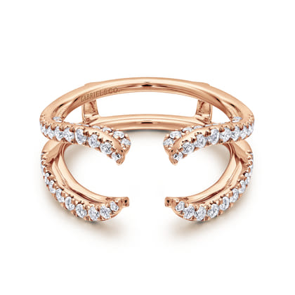 14K Rose Gold French Pave Set Diamond Ring Enhancer